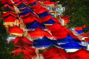 Stalls: Night Market street market in Luang Prabang, Laos