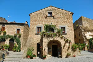 Old buildings inside the hilltop village of Civita di Bagnoregio, Lazio, Italy