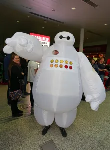 MCM London Comic Con: Participant dressed as Baymax from Big Hero 6 at MCM London Comic Con at Excel London