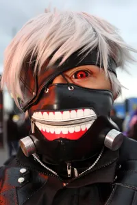 MCM London Comic Con: Participant dressed as Ken Kaneki from Tokyo Ghoul at MCM London Comic Con at Excel