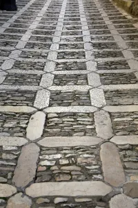 Creative: Paved stone road in Erice, Sicily, Italy