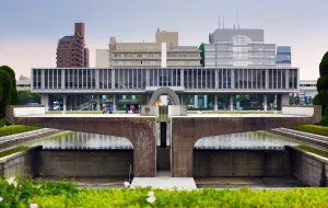 Hiroshima, Japan: The Peace Memorial Museum and the Peace Flame in the Hiroshima Peace Memorial Park