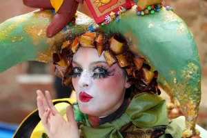 People wearing masks and costumes at the Venice Carnival