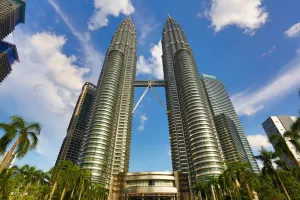 Centre: Petronas Twin Towers skyscrapers, KLCC, Kuala Lumpur, Malaysia