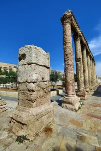 Archaeology: Pillars on the Hashemite Plaza in the Old City, Amman, Jordan