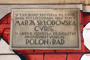 Warsaw: Plaque on the Maria Sklodowska-Curie Museum in Warsaw, Poland