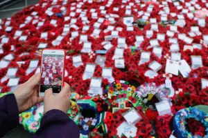 Poppies at the Cenotaph, 100th anniversary of the World War I Armistice, Whitehall