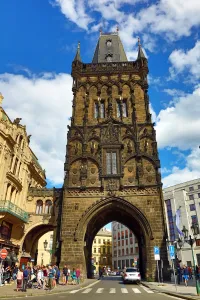 Tower: The Powder Tower Gothic Gate in Prague, Czech Republic