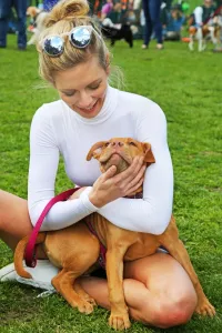 Rachel Riley judging All Dogs Matter Dog Show, Hampstead Heath, London