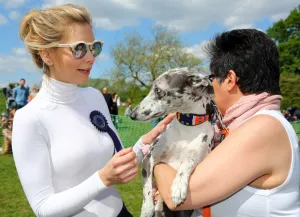 Rachel Riley judging All Dogs Matter Dog Show, Hampstead Heath, London