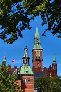 Hall: The Radhus or Town Hall in Radhuspadsen the Town Hall Square in Copenhagen, Denmark
