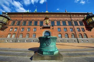 The Radhus or Town Hall in Radhuspadsen the Town Hall Square in Copenhagen, Denmark