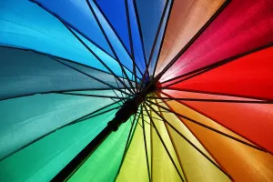 Umbrellas: Rainbow coloured umbrella in Malacca, Malaysia