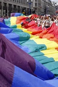 Mardi Gras March: Rainbow Flag at London Pride Parade 2009