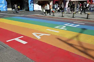 : Rainbow Six pedestrian crossing in Ximending, Wanhua District, Taipei, Taiwan ROC