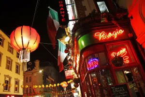 Lighting: Red Chinese Lantern and lights in Chinatown, London