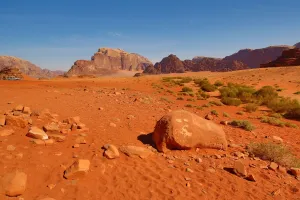 Amman And Jordan: Rock formations in the desert at Wadi Rum, Jordan