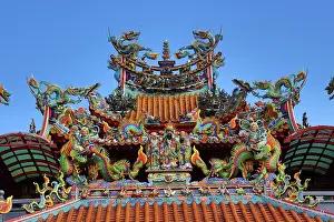 : Roof decorations on the Shengming Taoist Temple in Jiufen, Taiwan ROC