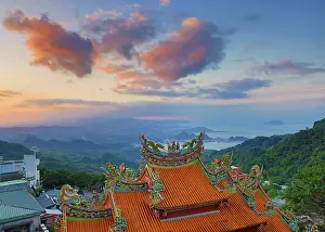 : Roof of the Jiufen Xiahai City God Temple in Jiufen, Taiwan ROC