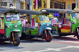 Bangkok, Thailand: Row of Tuk Tuks in Bangkok, Thailand