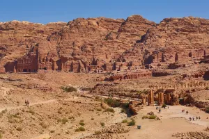 Heritage: The Royal Tombs and central valley in the rock city of Petra, Jordan