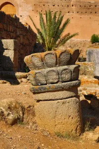 Archaeology: Ruined column in the Chellah necropolis in Rabat, Morocco