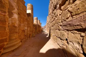 Heritage: Ruins of the Great Temple in the rock city of Petra, Jordan