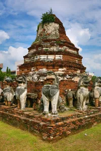 Architecture: Ruins of Wat Thammikarat Temple, Ayutthaya, Thailand