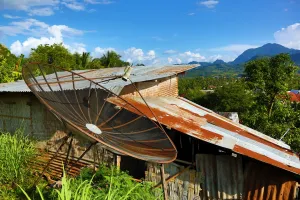 Luang Prabang, Laos: Rusty satellite dish, Luang Prabang, Laos