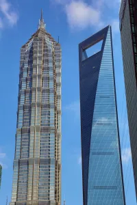 Modern: The Shanghai Central Tower and the Jin Mao Tower in Luijiazui, Pudong, Shanghai, China
