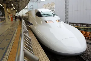 Railways: Shinkansen Japanese Bullet train in Tokyo Railway Station, Tokyo, Japan