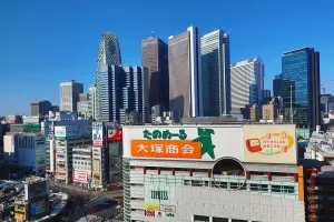 Architecture: Skyscrapers of the Shinjuku city skyline and view of downtown, Shinjuku, Tokyo, Japan