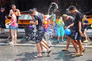 Celebrations: Songkran, the Thai New Year festival kicks off with a huge water fight in Chiang Mai