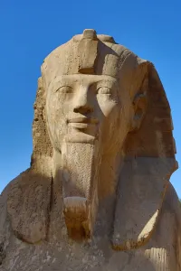 Sphinx: The Sphinx of Memphis statue at the Memphis Museum, Cairo, Egypt