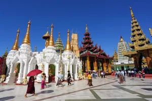 Rangoon: Spires at the Shwedagon Pagoda, Yangon, Myanmar