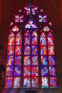 Saint: Stained glass windows of St. Vitus Cathedral in Prague, Czech Republic