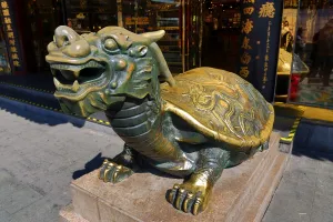 Shanghai: Statue of a Dragon Tortoise in the Old City, Shanghai, China