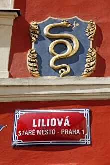 Street sign in Prague, Czech Republic