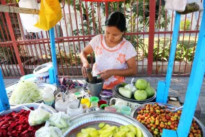 Mandalay, Myanmar: Street vendor selling food, Mandalay, Myanmar (Burma)