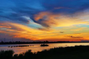 Dusk: Sunset over the Mekong River, Vientiane, Laos
