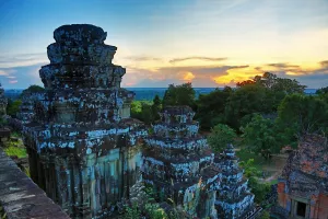 Ancient: Sunset at Phnom Bakheng Temple, Angkor, Siem Reap, Cambodia