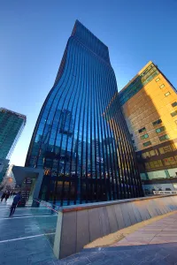 Modern: Tall modern buildings and office blocks at dusk in the Gangnam district, Seoul, Korea