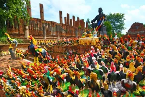 Temple of a Thousand Roosters, Wat Thammikarat, Ayutthaya, Thailand - 7 Jul 2017