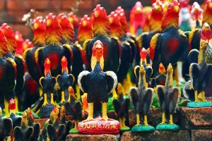 Temple of a Thousand Roosters, Wat Thammikarat, Ayutthaya, Thailand - 7 Jul 2017