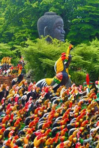 Temple of a Thousand Roosters, Wat Thammikarat, Ayutthaya, Thailand - 7 Jul 2017