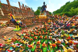 Temple of a Thousand Roosters, Wat Thammikarat, Ayutthaya, Thailand - 7 Jul 2017