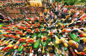 Temple of a Thousand Roosters, Wat Thammikarat, Ayutthaya, Thailand - 7 Jul 2017