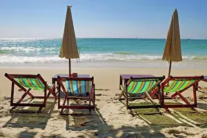 Scene: Tourists sunbathing on Sai Kaew beach on Koh Samet island in Thailand