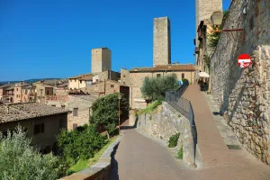Scene: Towers in the city of San Gimignano, Tuscany, Italy