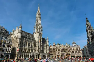 The Town Hall and buildings of the Grand Place or Grote Markt, Brussels, Belgium